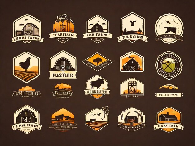 Foto uma colagem de diferentes logos, incluindo uma fazenda e uma fazenda de gado