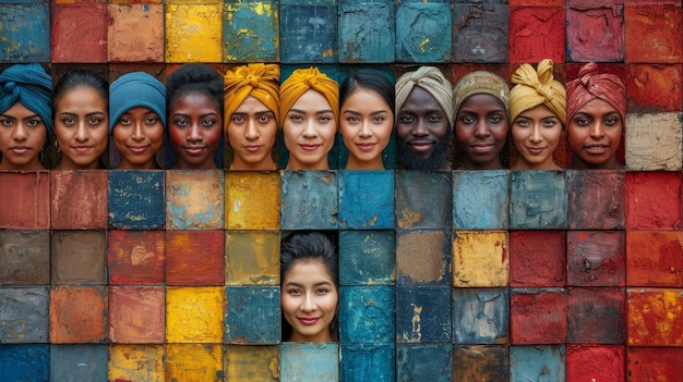 Foto uma colagem de muitas pessoas diferentes pessoas de diferentes nacionalidades e raças