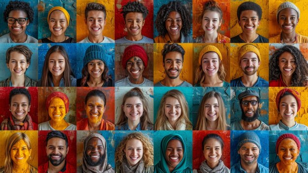 Foto uma colagem de muitas pessoas diferentes pessoas de diferentes nacionalidades e raças