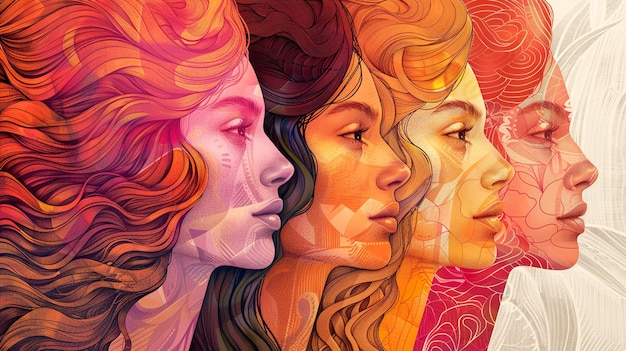 uma colagem de rostos com diferentes cores e formas