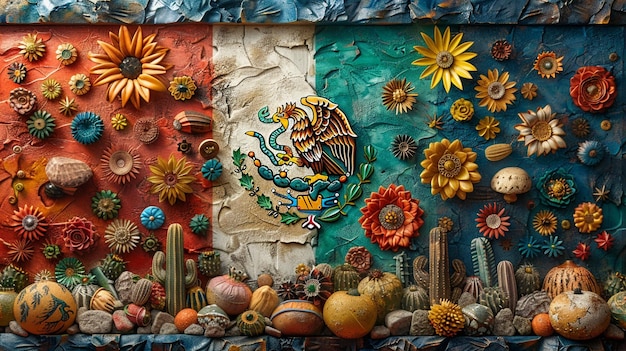 Foto uma colagem digital de papel de parede cultural mexicano