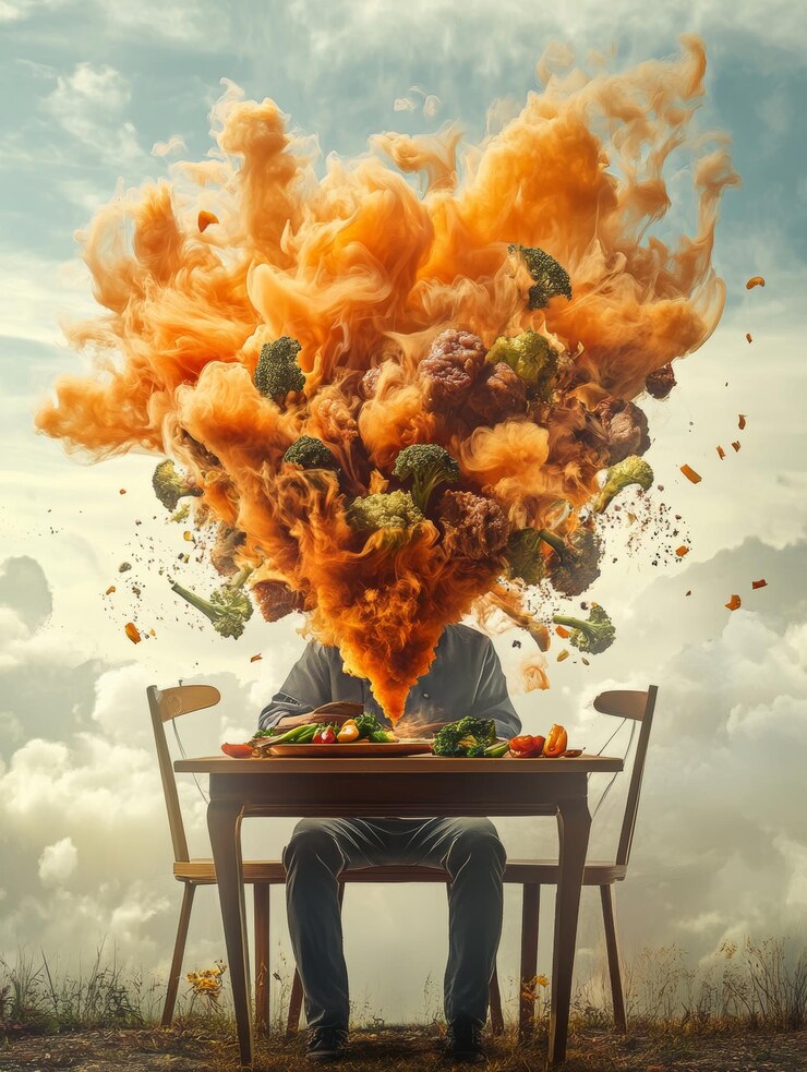 Foto uma colagem surrealista e técnicas surrealistas são usadas neste cartaz culinário
