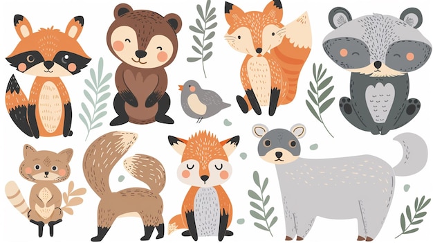 uma coleção de animais do reino animal selvagem