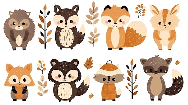 Uma coleção de animais fofos da coleção.