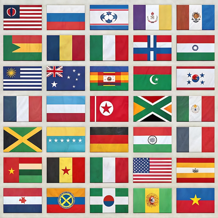 Foto uma coleção de bandeiras dos estados unidos da américa
