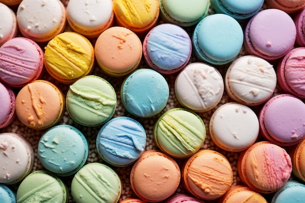 Foto uma coleção de biscoitos coloridos na mesa padrão de presente ai generative
