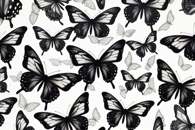 Foto uma coleção de borboletas com cores pretas e brancas.