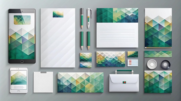 Foto uma coleção de cadernos, incluindo um que tem um design verde e azul