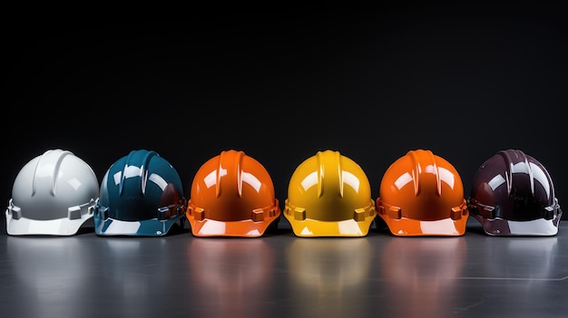 Uma coleção de capacetes em várias cores