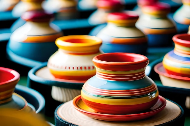 uma coleção de cerâmica colorida da coleção de cerâmica.