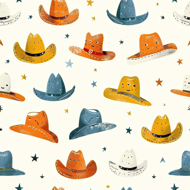 uma coleção de chapéus de cowboy e chapéus