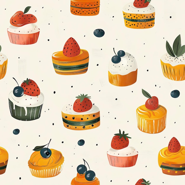 Foto uma coleção de cupcakes com uma imagem de morangos e as palavras morangos