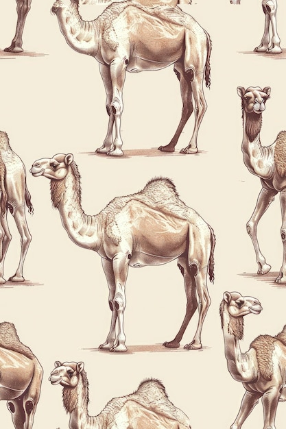 uma coleção de desenhos de camelos e camelos