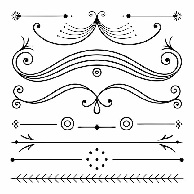 uma coleção de diferentes desenhos com divisor e quebra de página estilo retro e vintage
