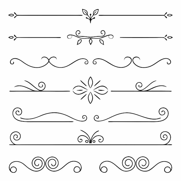 uma coleção de diferentes desenhos com divisor e quebra de página estilo retro e vintage