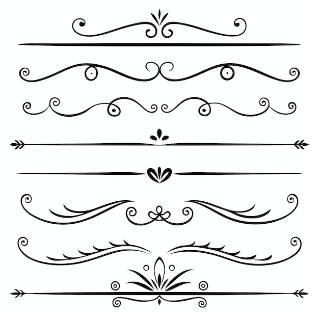 uma coleção de diferentes desenhos com divisor e quebra de página estilo retro e vintage