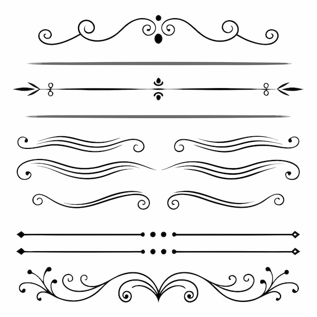 uma coleção de diferentes desenhos com divisor e quebra de página estilo retro e vintage