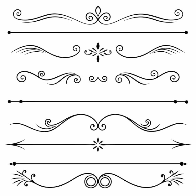 uma coleção de diferentes desenhos com divisor e quebra de página estilo retro e vintage