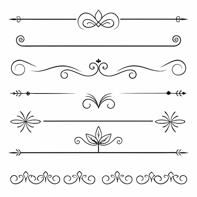 uma coleção de diferentes desenhos com divisor e quebra de página estilo retro e vintage