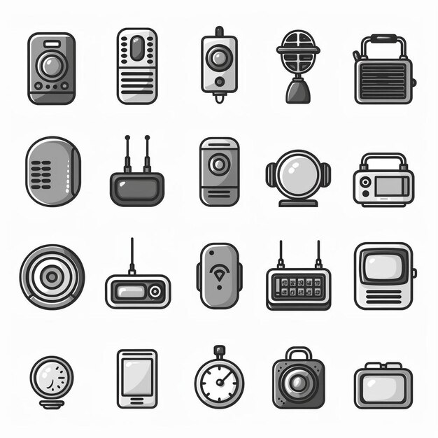 Foto uma coleção de diferentes imagens de diferentes dispositivos eletrónicos