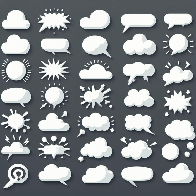 uma coleção de diferentes tipos de bolhas de fala