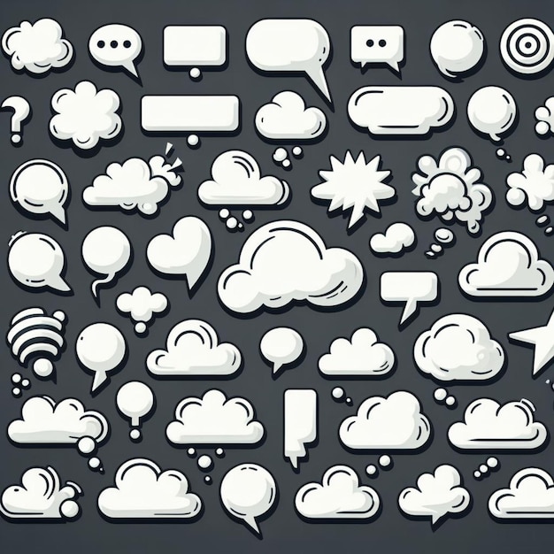 uma coleção de diferentes tipos de nuvens e um sinal que diz "sem flecha"