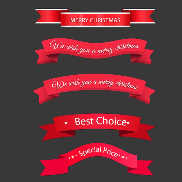 uma coleção de fitas vermelhas com uma mensagem que diz feliz Natal