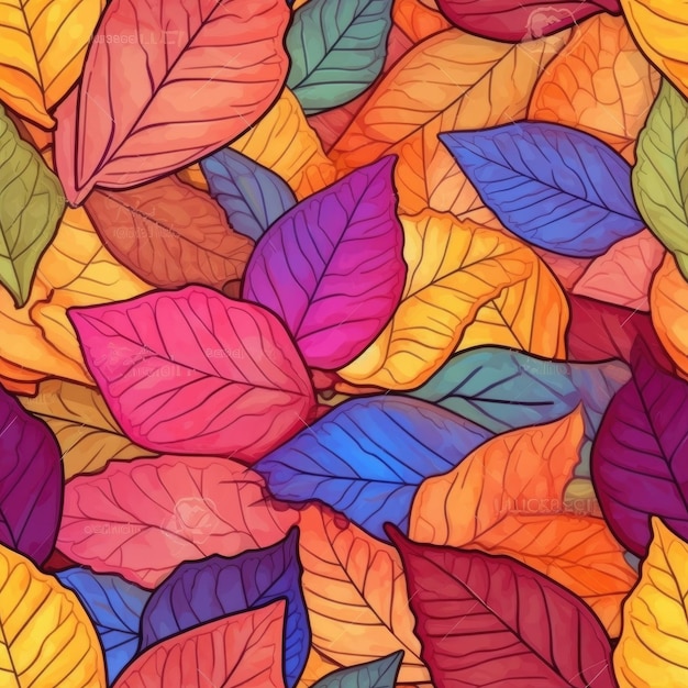 Uma coleção de folhas de outono coloridas