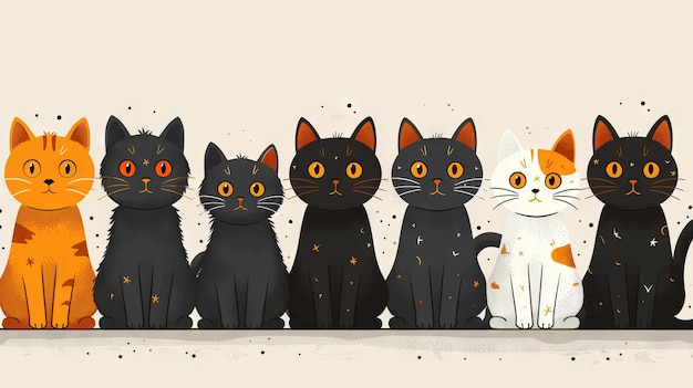 Uma coleção de gatos ou gatinhos de desenho animado em várias poses Conjunto de animais de estimação de raça pura isolados em fundo branco