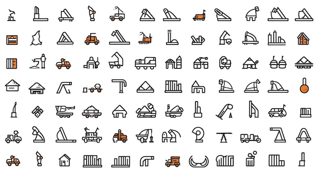 uma coleção de imagens, incluindo um tractor e máquinas