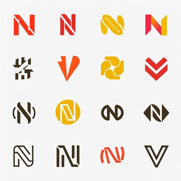 Foto uma coleção de logos, incluindo a letra n e a letra n