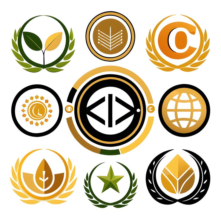 Foto uma coleção de logos, incluindo um logotipo com a letra u nele