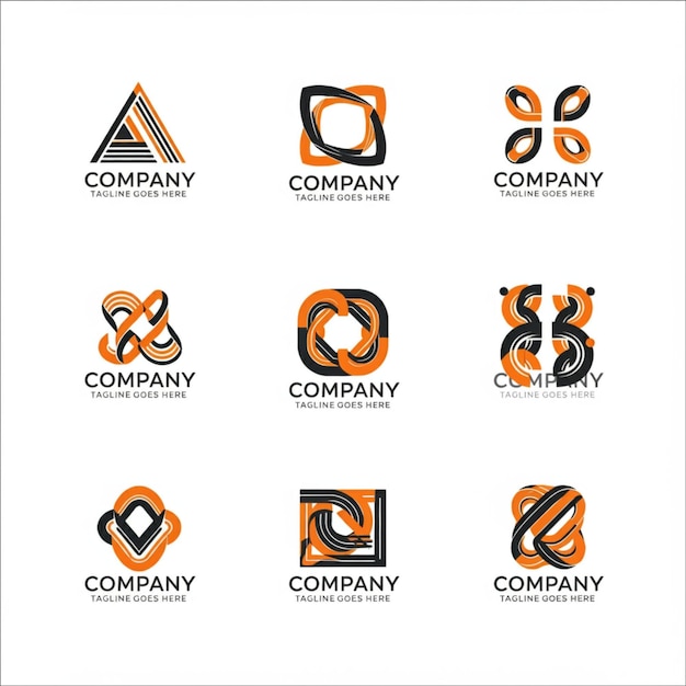 uma coleção de logos para empresa e empresa