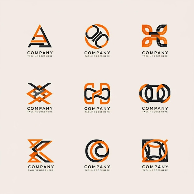 uma coleção de logos para empresa e empresa