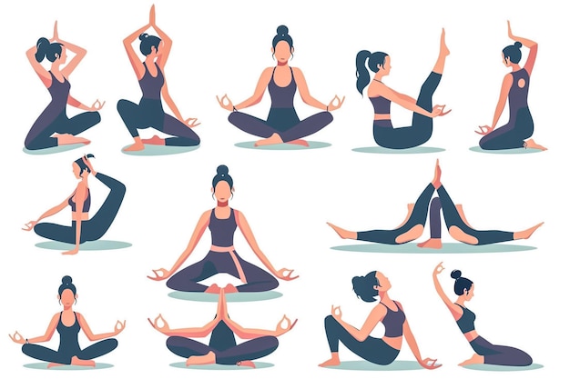 uma coleção de posturas de ioga por pessoa