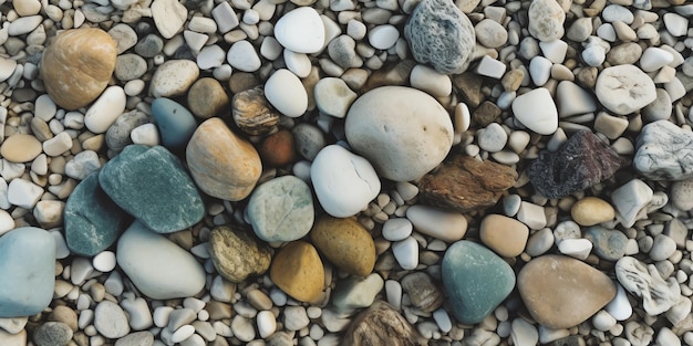 Uma coleção de rochas em uma praia