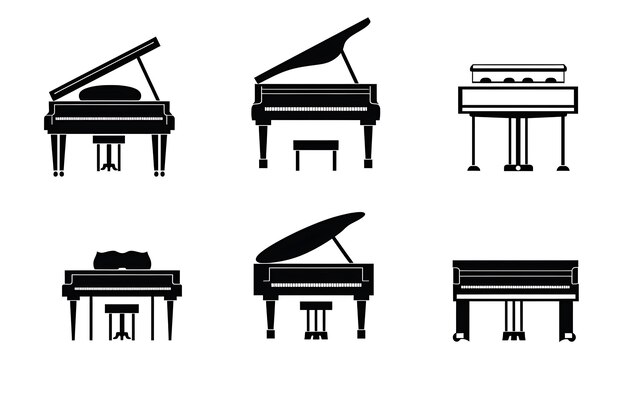 uma coleção de teclas de piano e teclas de Piano