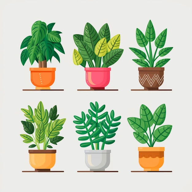 uma coleção de vasos com plantas e as palavras em vasos sobre eles