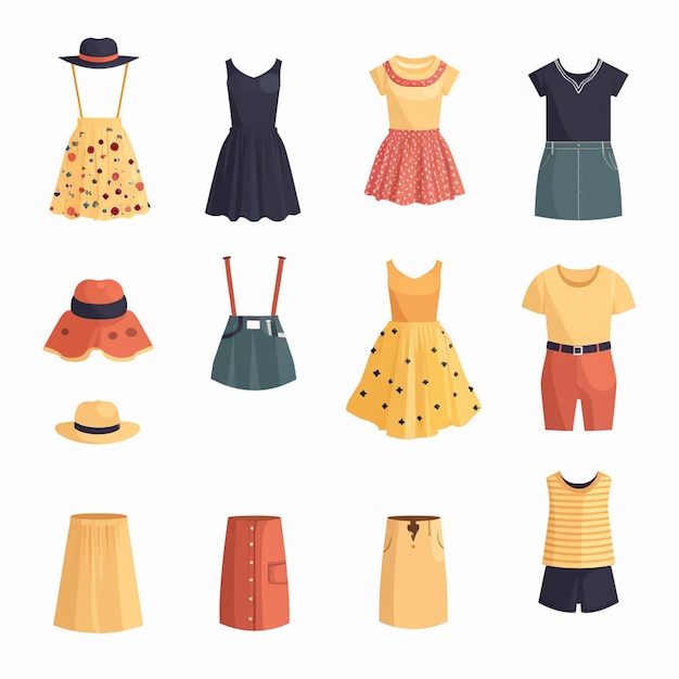 uma coleção de vestidos diferentes, incluindo um que diz meninas