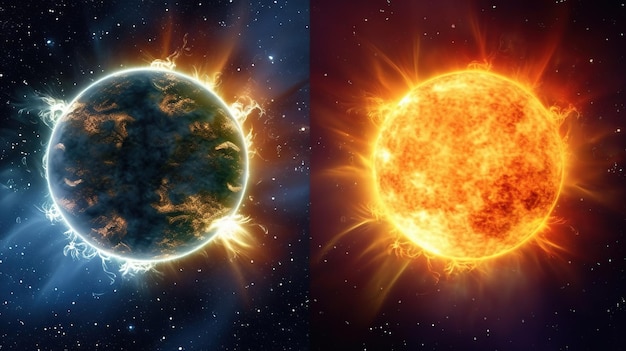 Uma comparação entre o sol e a terra