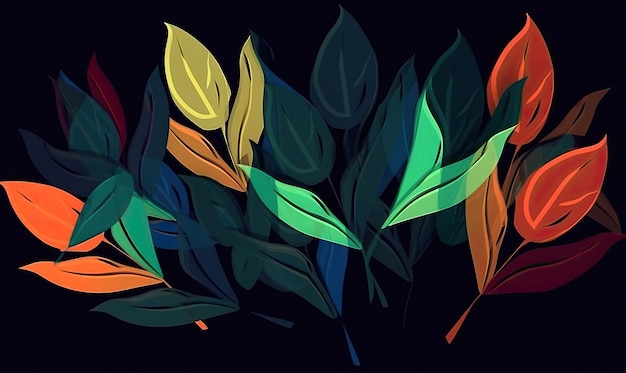 Uma composição abstrata de folhas e cores de plantas Criando usando ferramentas generativas de IA