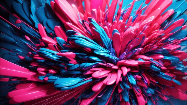 uma composição abstrata eletrizante onde o rosa de néon e o azul elétrico se cruzam criando uma dinâmica