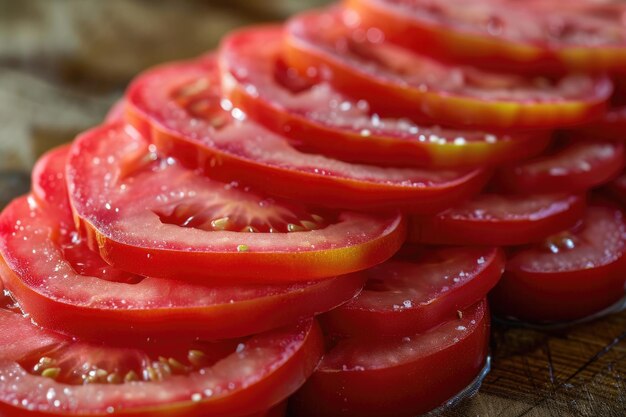 Uma composição apetitosa com tomates perfeitamente fatiados