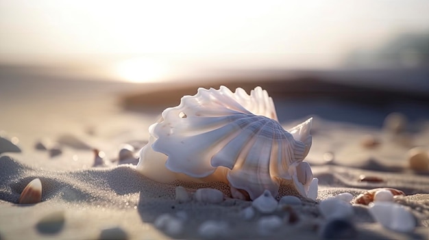 Uma concha na praia é mostrada nesta imagem.