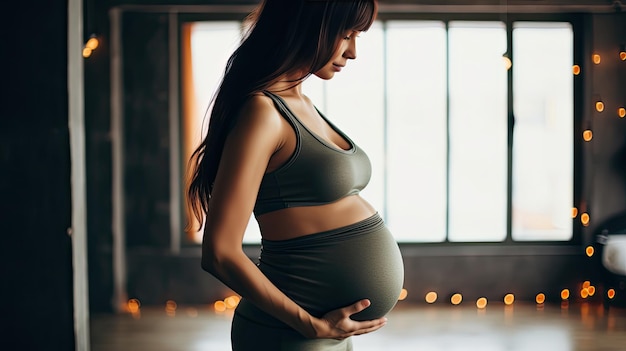 Uma conexão pacífica enquanto a mulher grávida abraça sua barriga