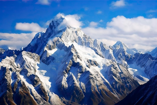 Uma cordilheira dramática com picos cobertos de neve Generative Ai