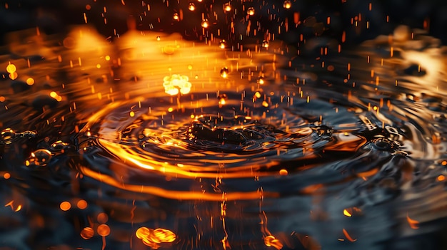 Uma coroa de água incrível Uma gota de água caindo na água