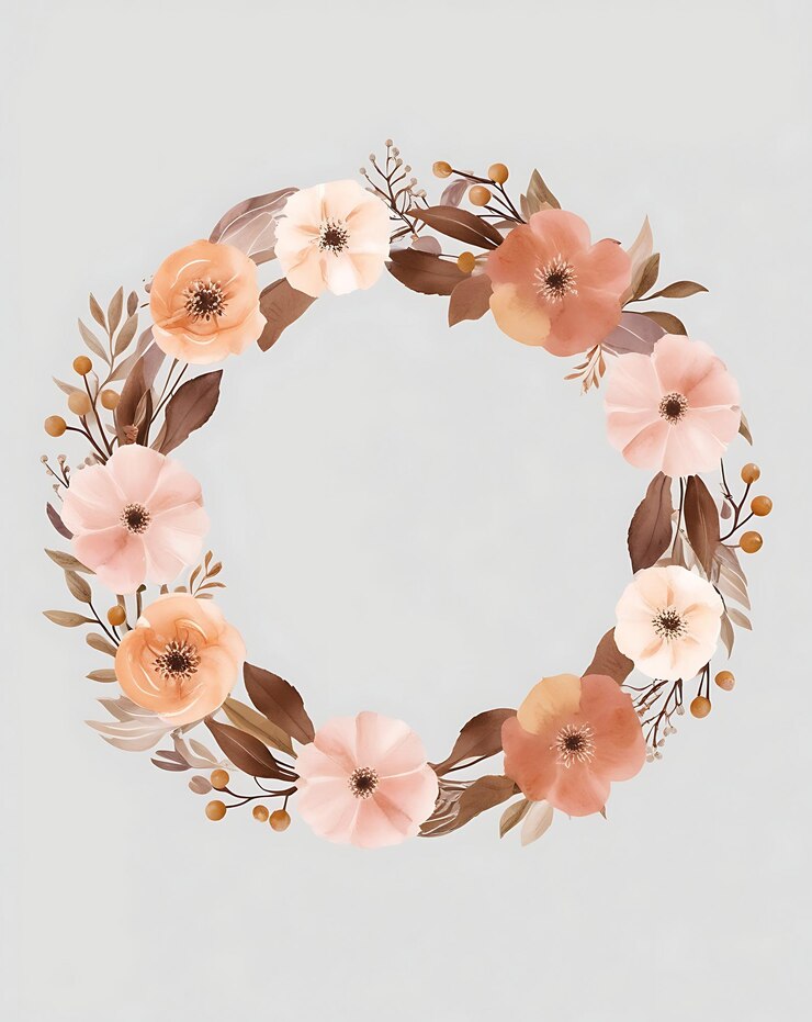 Foto uma coroa de flores com flores e folhas
