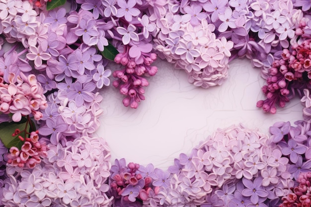 uma coroa de flores roxas com flores roxas em um fundo branco.