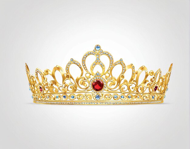 uma coroa de ouro com uma pedra vermelha